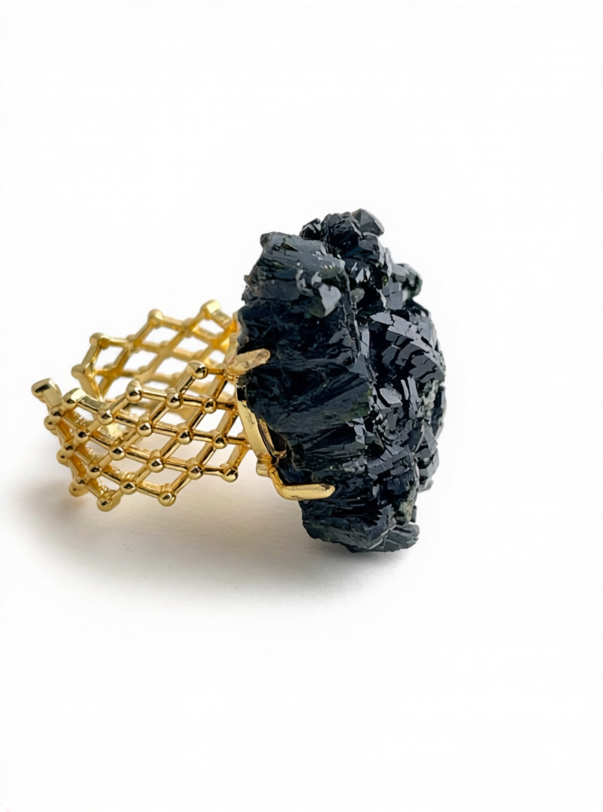 side view epidote crystal ring from turkey mineral specimen