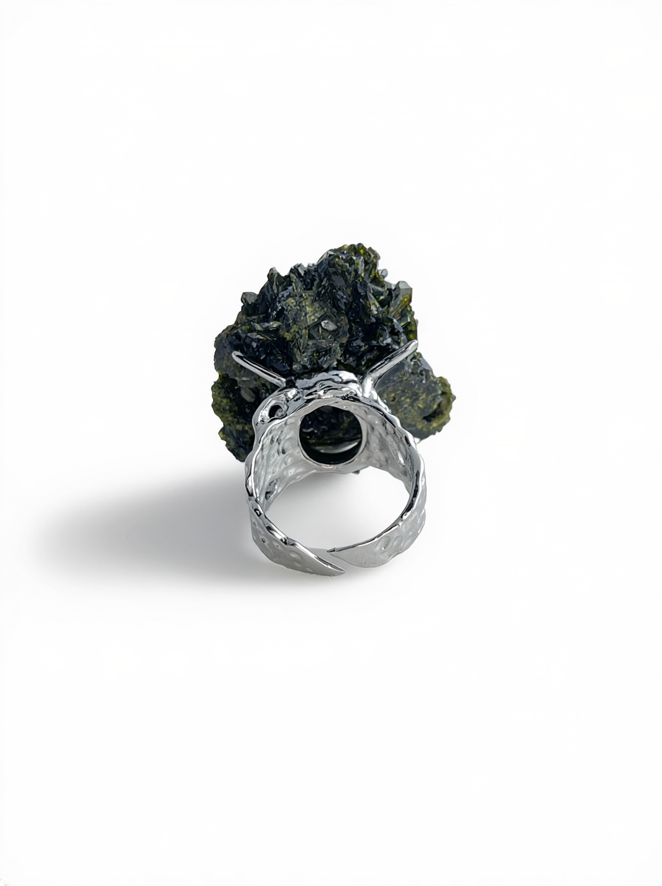 Turkish epidote mineral specimen ring back view