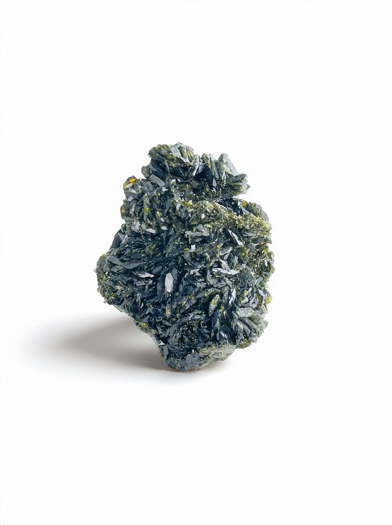Turkish epidote mineral specimen ring front view
