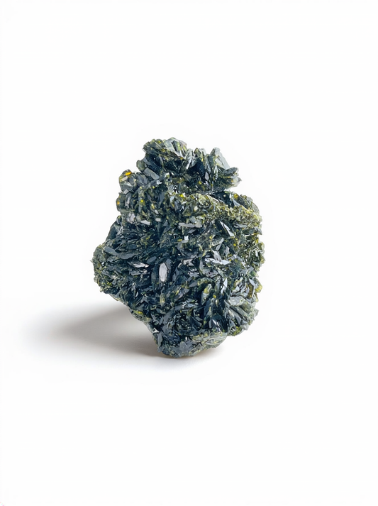 Turkish epidote mineral specimen ring front view
