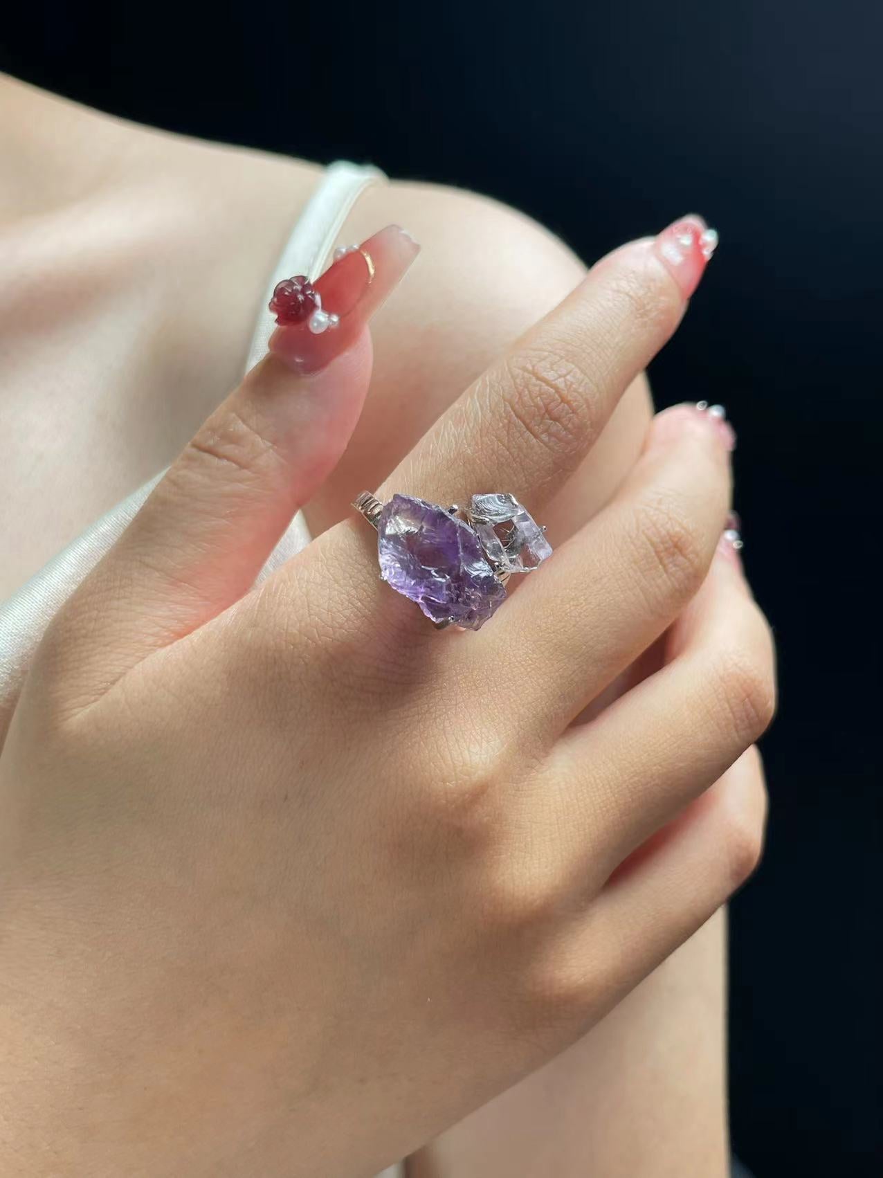 Double Amethyst ring