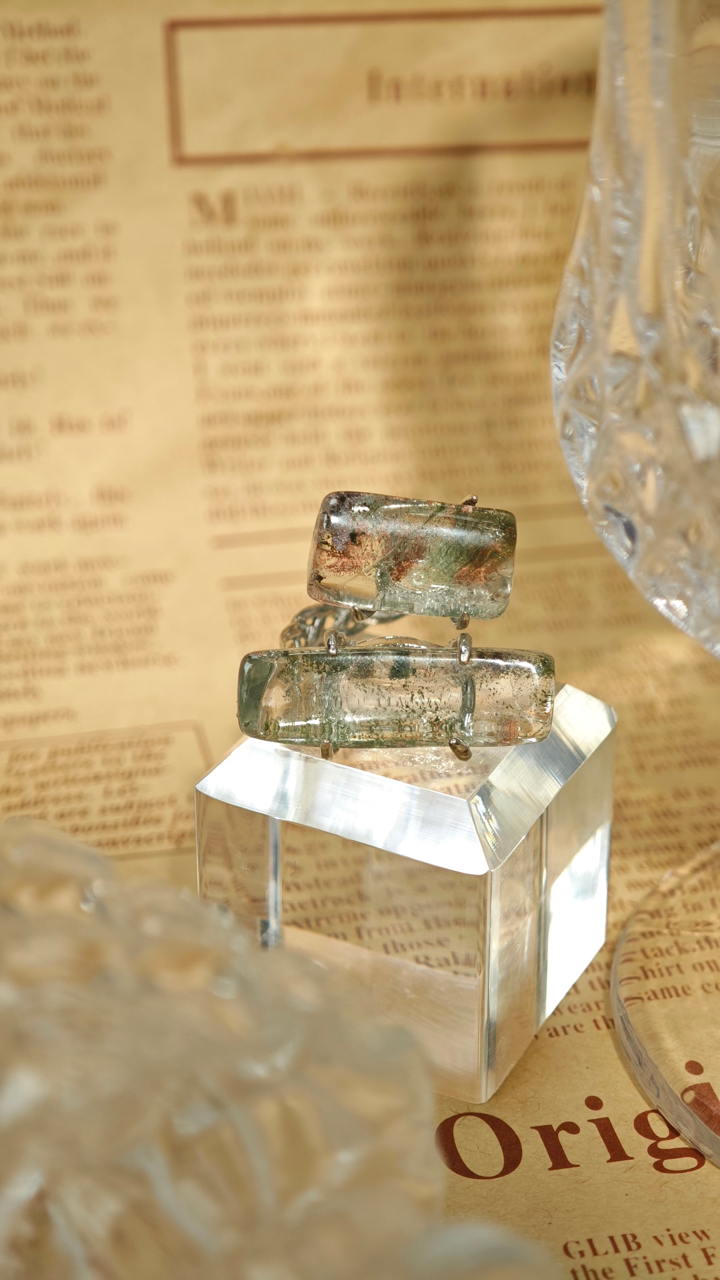 Red & Green Phantom Quartz Ring