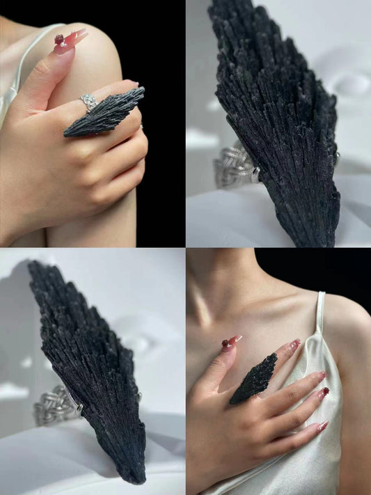 Black Tourmaline (Braided Band Variation) Ring