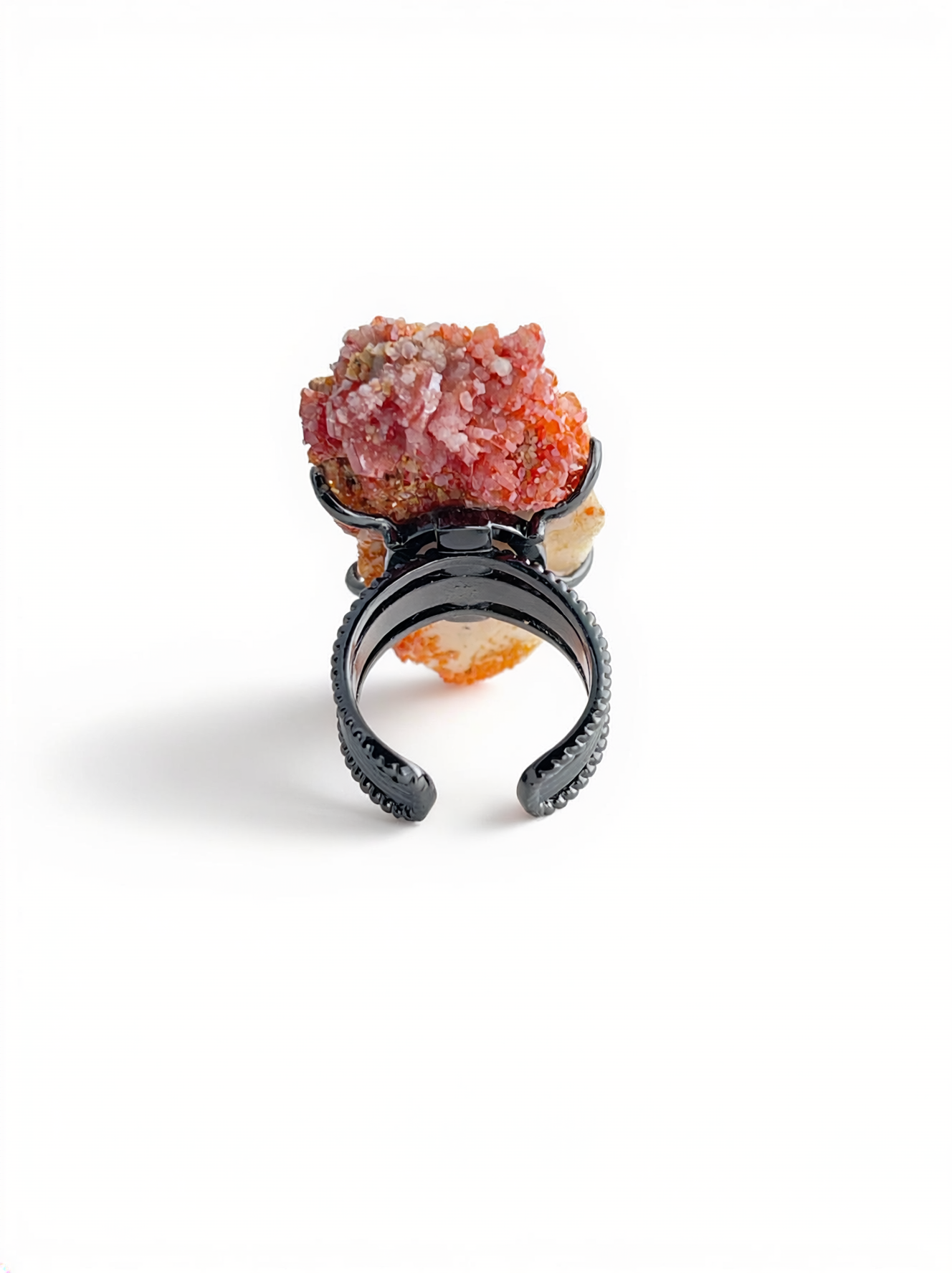 Vanadinite on Barite mineral specimen ring back view