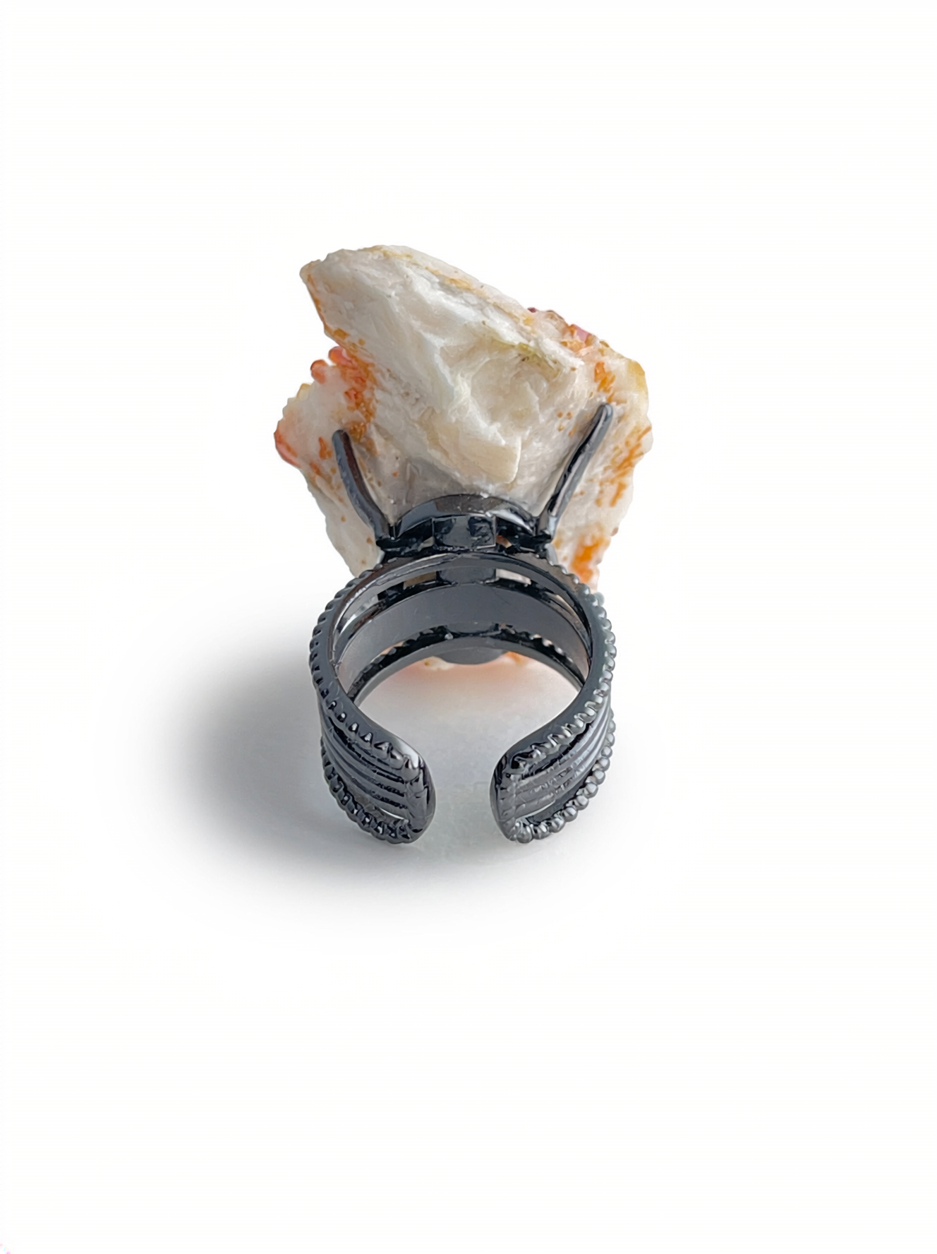 Back view of Vanadinite on Barite mineral specimen ring