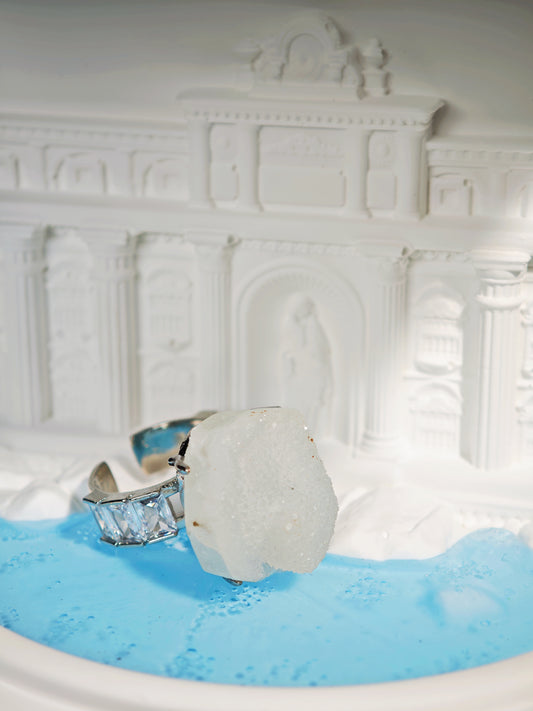 White Druzy Quartz Ring
