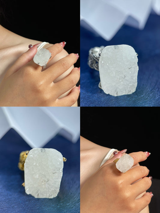 White Fluorite (Raw) ring