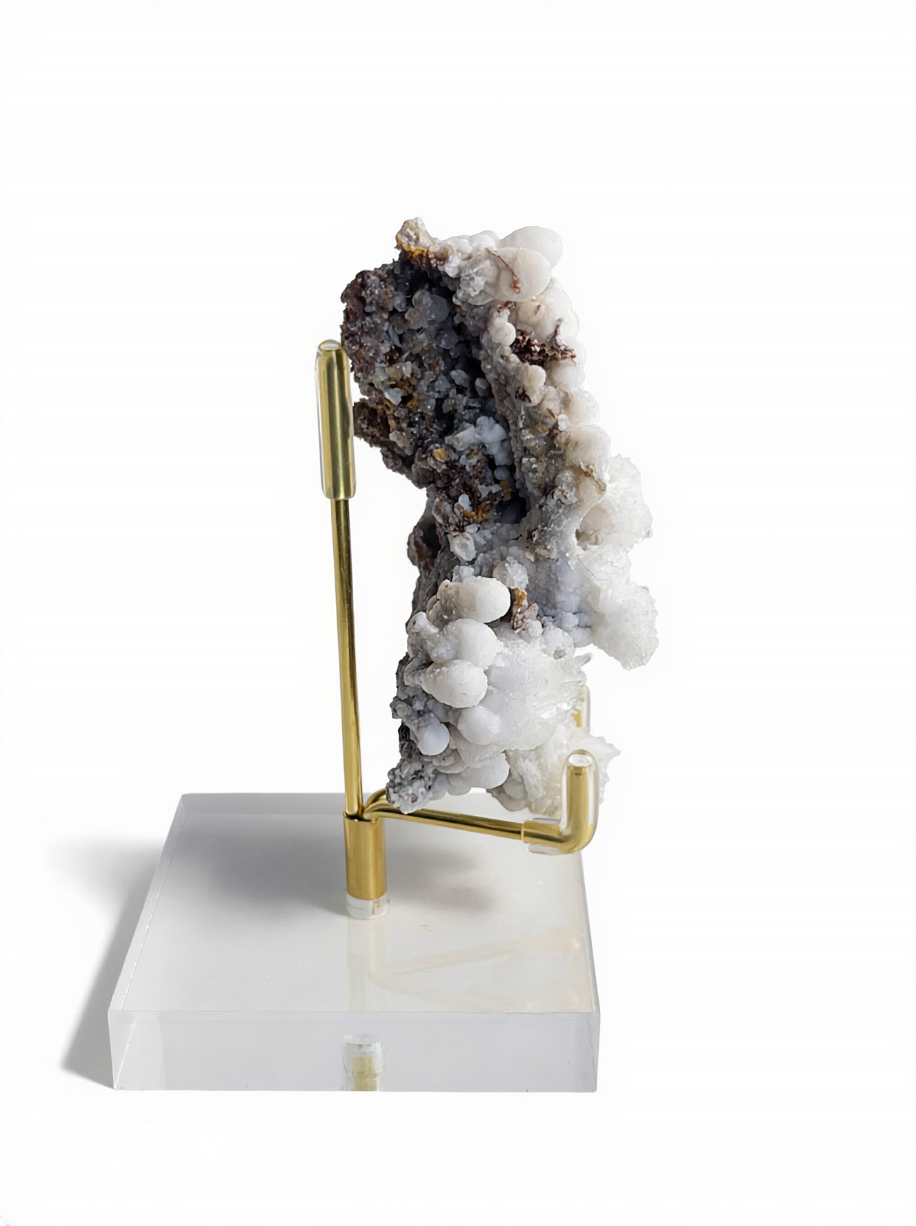 calcite aragonite specimen layered growth side view