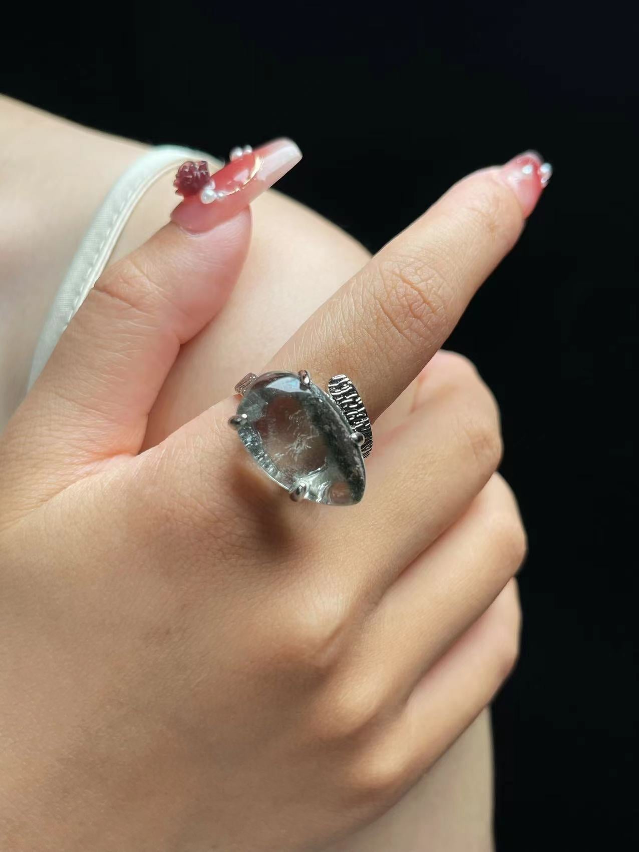 Green Phantom Quartz ring